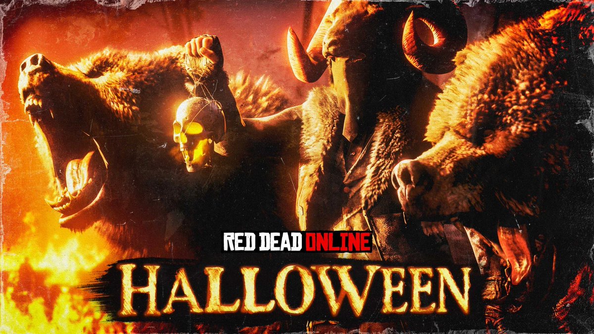 CGHchannel's tweet photo. Halloween begins tomorrow in #RDOnline
3X RDO$, Role XP and XP
• Naturalist Sample Sales
3X RDO$, Gold, and XP
• All Hallows’ Call to Arms
3X RDO$ and XP
• Featured Series
4X RDO$, Gold and XP
• Strange Tales of the West Telegram Missions
Monthly Rewards: (Until November 2nd)
• Play to be rewarded the red Fernwater Coat
• Naturalists who log in will be rewarded the Irontooth Mask (Outlaw Pass 4)
• Hunt or sample a Legendary Animal to be rewarded the Best Shot Emote (Outlaw Pass 4)
• Reach Wave 5 in All Hallows’ Call to Arms to be rewarded with the Rowberrow Outfit and the Air Banjo Emote
• Reach Wave 10 in All Hallows’ Call to Arms to be rewarded the Beat Chest Emote (Outlaw Pass 3) and a Gold Bar (Quick Draw Club 2)
Weekly Rewards:
October 6th–12th:
• Complete a Sample Sale to receive a reward for a Free Coat
October 13th – 19th:
• Win in the Featured Series to receive a reward for the North Clingman Treasure Map
October 20th – 26th:
• Complete any Blood Money Contract to be rewarded a Free Weapon
October 27th - November 2nd:
• Play All Hallows’ Call to Arms to be rewarded the orange Benbow Jacket
Series Calendar:
• October 6th – 12th: Halloween Series 1
• October 13th –19th: Halloween Series 2
• October 20th – 26th: Hardcore Halloween Series 1
• October 27th – November 2nd: Hardcore Halloween Series 2
This month's Community-inspired outfit is inspired by Criggz628
• Worn Flop Hat
• Leather Duster
• Laborer Overshirt (Female) / Lautnip Shirt (Male)
• Leather Pants
• Military Half Chaps
• Leather Gloves
• Bandana
• Worn Ropers Boots
Returning Clothing for a limited time:
• Pelt Half Chaps
• Tied Pants
• Folwell Hat
• Prieto Ponch
Discounts for this month:
FREE:
• Fast Travel Fees
• Sedative Ammo
• Tomahawks – (from Fence)
10 Gold Bars off:
• Naturalist Sample Kit
50% off:
• All Halloween Masks at Madame Nazar’s Shop
• Melee Weapons
• Haircuts, Dentistry, and Makeup
• Eyepatches
40% off:
• All Novice, Promising, and Established Naturalist Role Items
• Cripps’ Outfits
• Camp Dogs
• Gypsy Cob and Missouri Fox Trotter Horses
• Coats and Bandoliers
Please note that the above may change upon release.