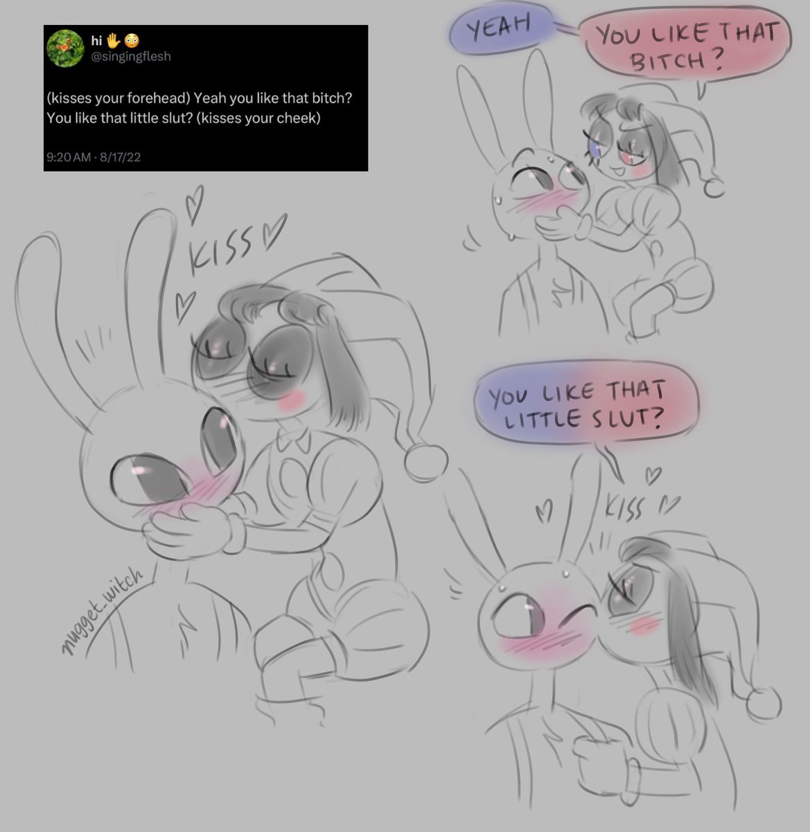 nugget_witch's tweet photo. Pomni calls Jax a slut ((lovingly)) #funnybunny https://t.co/JhWBuM8YkX