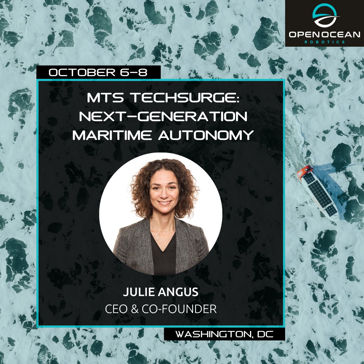 OceanRobotics's tweet photo. Open Ocean Robotics CEO Julie Angus will be attending the MTS TechSurge from October 6–8, joining experts from across the industry to explore the technologies shaping the future of autonomous maritime operations.

#MaritimeAutonomy #OceanTech #MarineRobotics #USV #MTSTechSurge https://t.co/WTaPH15tGc