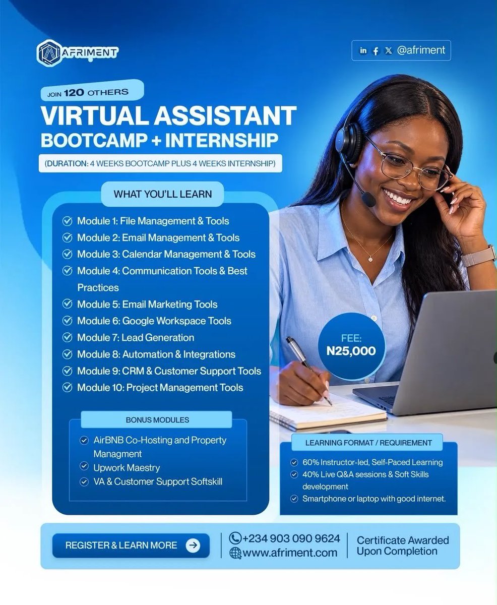 Ladyvee_01's tweet photo. Week 4. 
And this is where the difference really shows. 🚀

One thing I value about this internship is that I haven't just been learning about Virtual Assistance.
I've been doing the work.
Researching leads.
Building and updating lead trackers.
Supporting merchant outreach. https://t.co/mLPDuiEu73