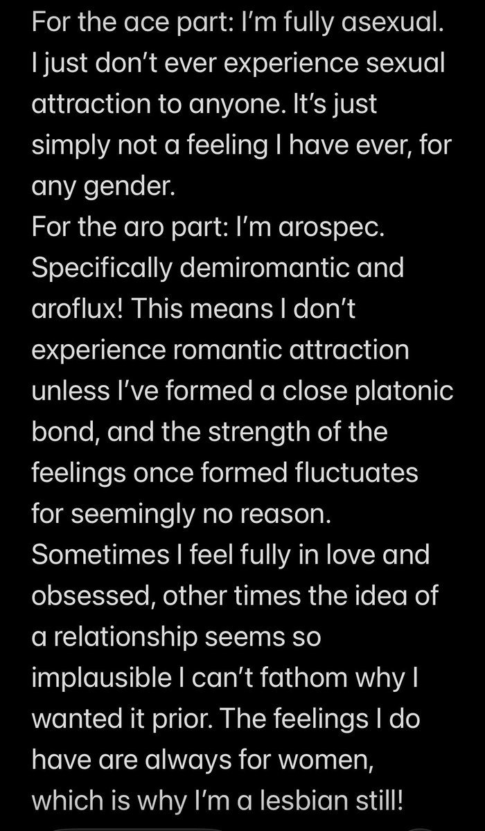 kindofastar's tweet photo. @moodymargariita Here’s how it works for me, an aroace lesbian! It’s different for everyone based on where on the spectrum they are https://t.co/oOvTXXFai8