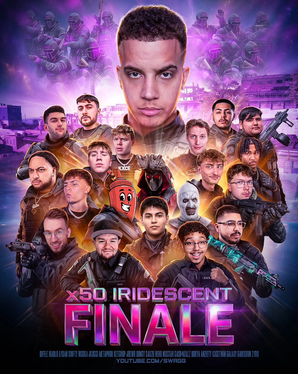 Swagg's tweet photo. 🏆 THE IRI INVITATIONAL 🏆

The biggest Warzone streamers vs the best Iridescents in my community.

💰 $2,000 Prize Pool
⚔️ Solo Rebirth Customs - 6 Matches
📅 Oct 9 - Noon PST

🔴 LIVE on https://t.co/ugAMoPqon3

Who you got winning? https://t.co/1lI1P7MuuG