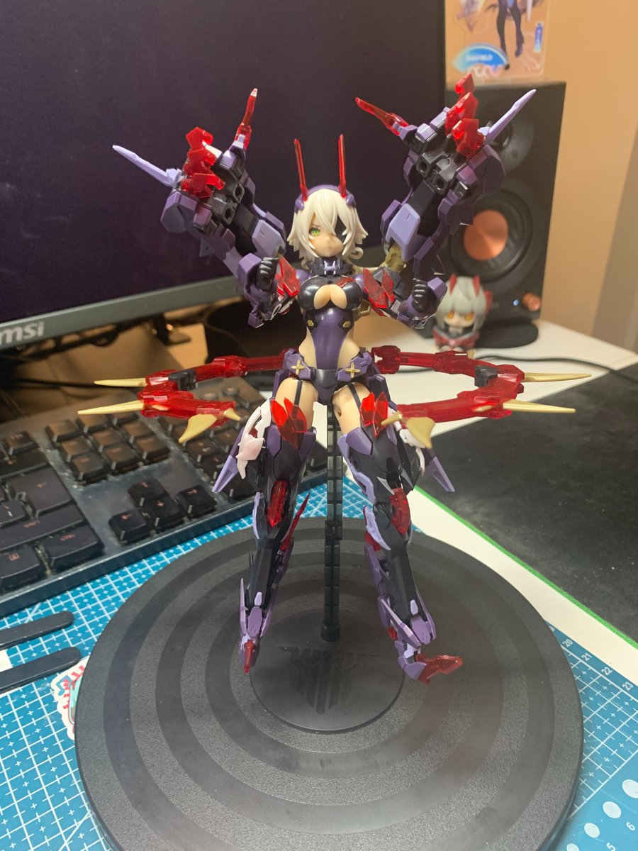 AniFeels's tweet photo. There were some breakages and a couple of issues, but she is ready ^^.
Did all her forms, she is absolutely beautiful and cute ^^. fullt decaled and on display now ^^
Contacted #kotobukia regarding missing manual page in english ver. too :)
#MegamiDevice #mechamusume #girlpla https://t.co/y51kUmei9K