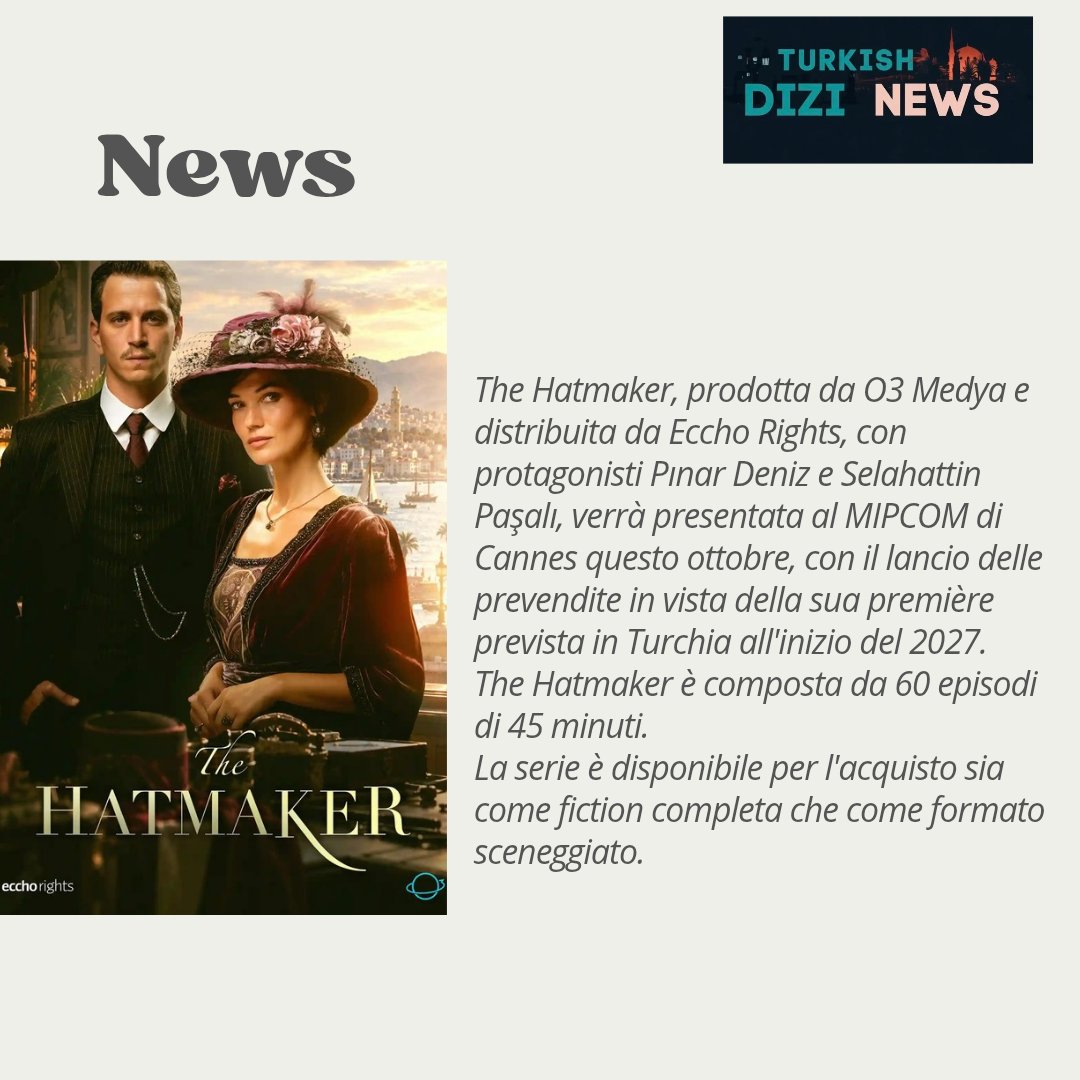 DiziNewsIta's tweet photo. Buona fortuna a tutti coloro che hanno lavorato dietro al progetto #TheHatmaker 🍀🍀
#PınarDeniz #SelahattinPaşalı https://t.co/wgdnwMTZqU