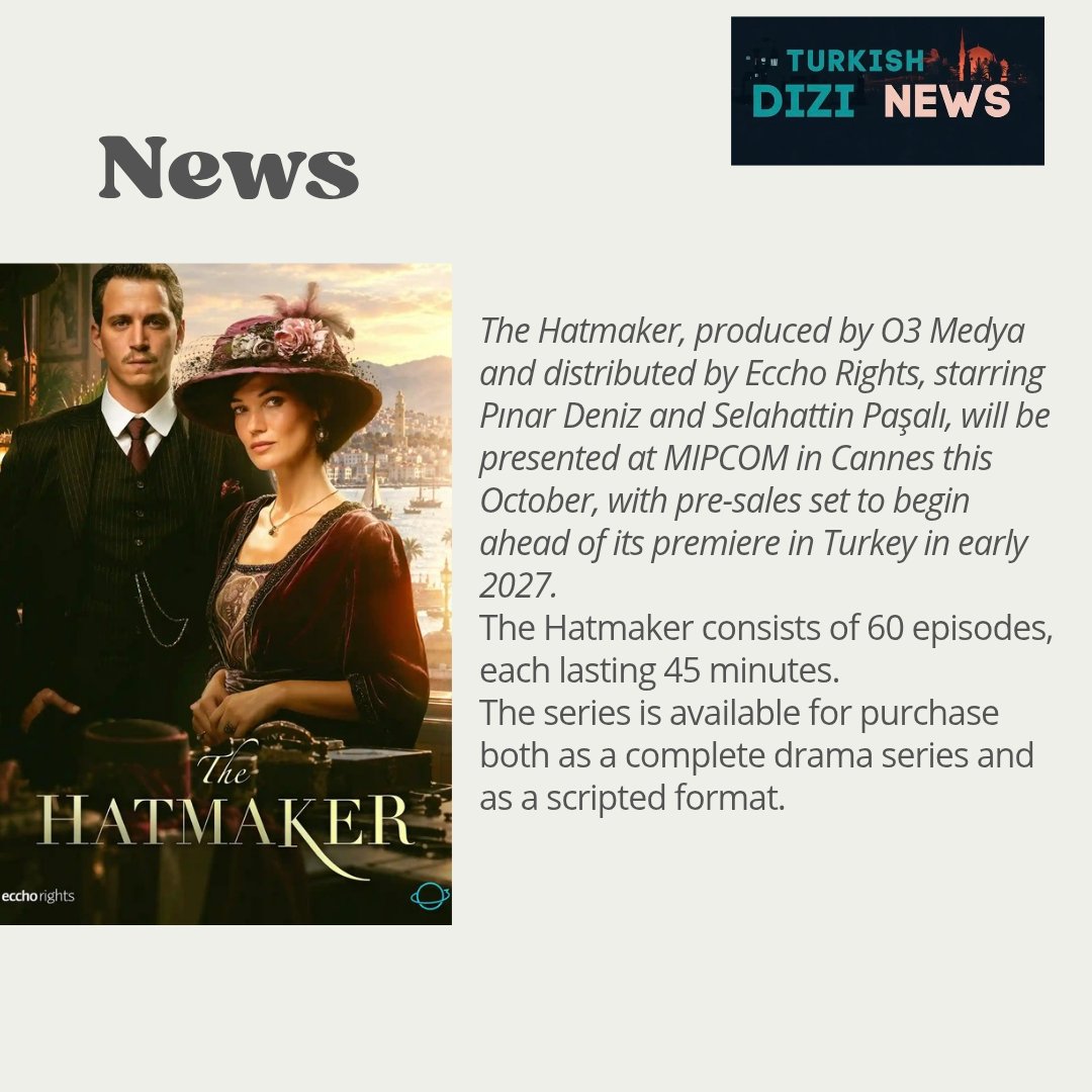 DiziNewsIta's tweet photo. Buona fortuna a tutti coloro che hanno lavorato dietro al progetto #TheHatmaker 🍀🍀
#PınarDeniz #SelahattinPaşalı https://t.co/wgdnwMTZqU