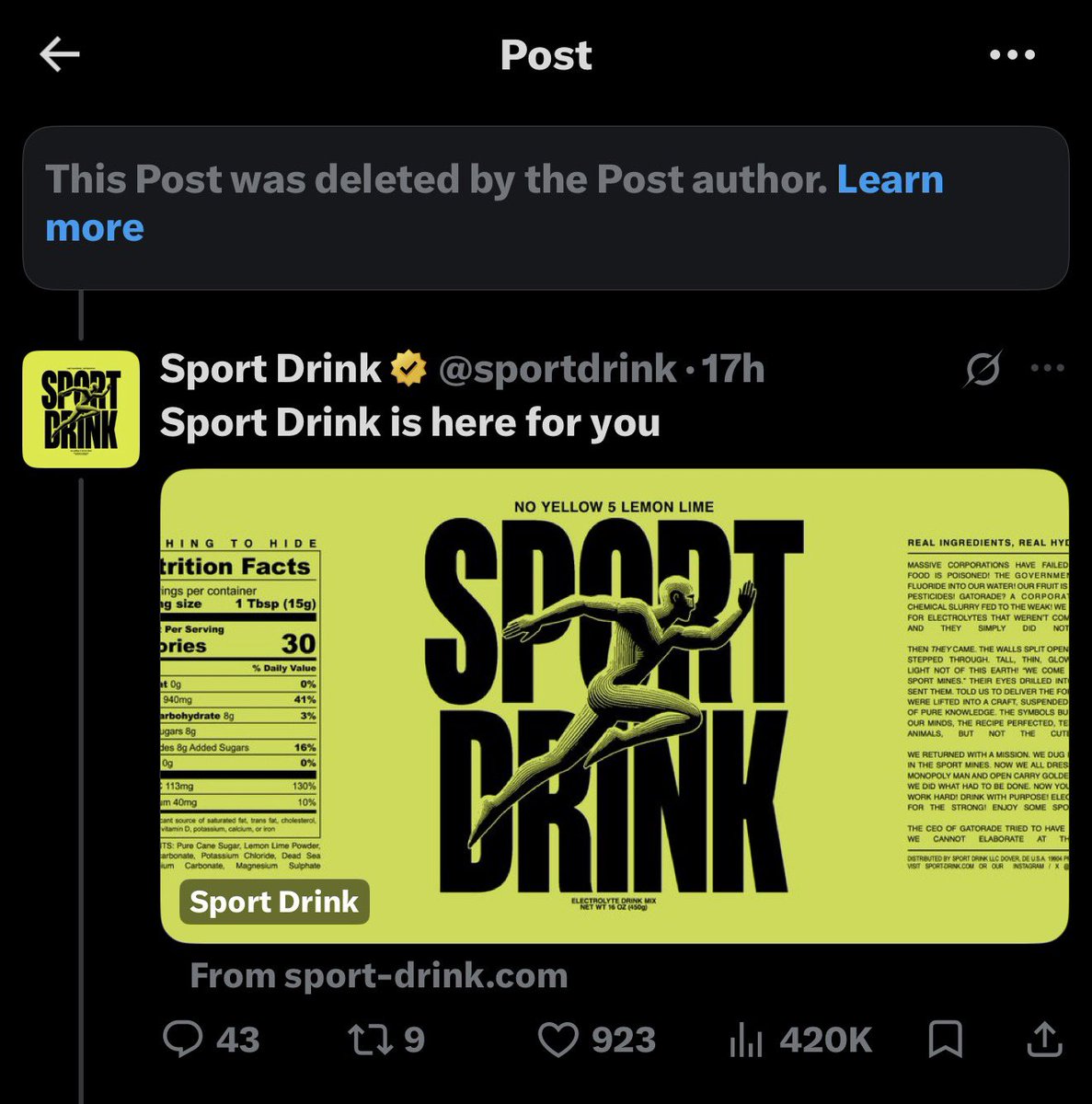 bluefolf's tweet photo. Your company made fun of a child committing suicide, tried to collab with Nazis over it, deleted it, &amp; now deny it happened 

Y’all are genuinely soulless, I hope you enjoy your 15 minutes of fame because no one is going to be drinking your shitty powerade rip off in a year https://t.co/bDBhQbsaQH