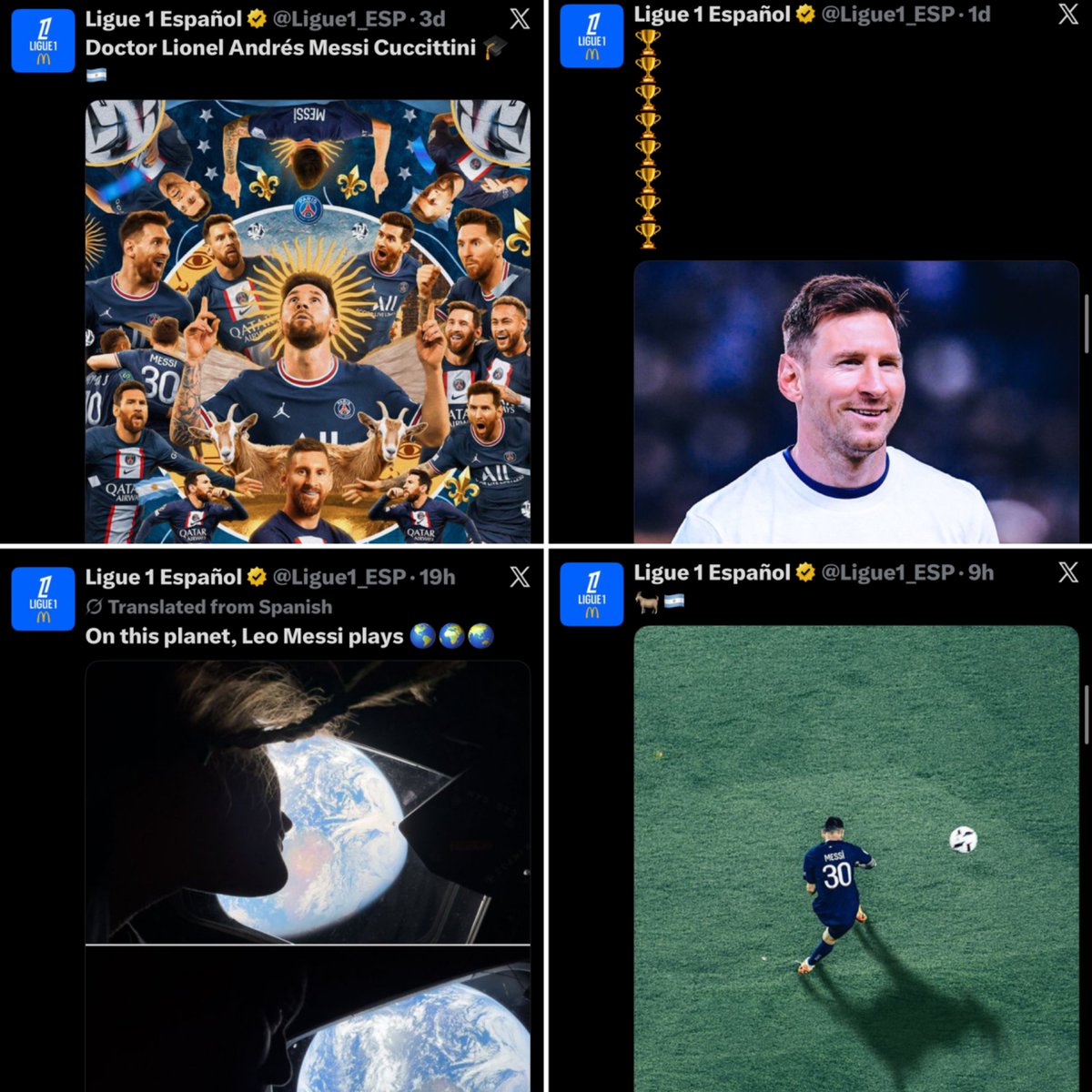 CrewsMat10's tweet photo. Three years after Lionel Messi left PSG, and the Ligue 1 admin still post about him every single day. 😭 https://t.co/lDR5SO2DPV