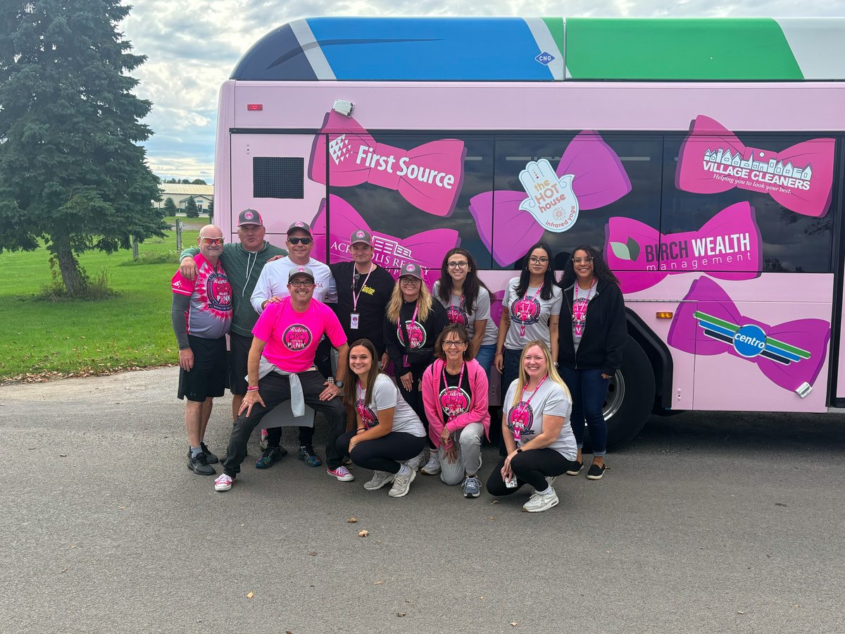 GoCentroBus's tweet photo. Pink was on the move again! 🚍 Centro was proud to be part of the Riders Wear Pink fundraiser event for another year, supporting @AmericanCancer and helping raise awareness in the fight against breast cancer. 🎀

Thank you to everyone who participated, showed support, and donated to this important cause! 💗

#PinkIsOnTheMove #BCAM #BreastCancerAwareness #GoCentroBus #RidersWearPink #RideForTheCure
