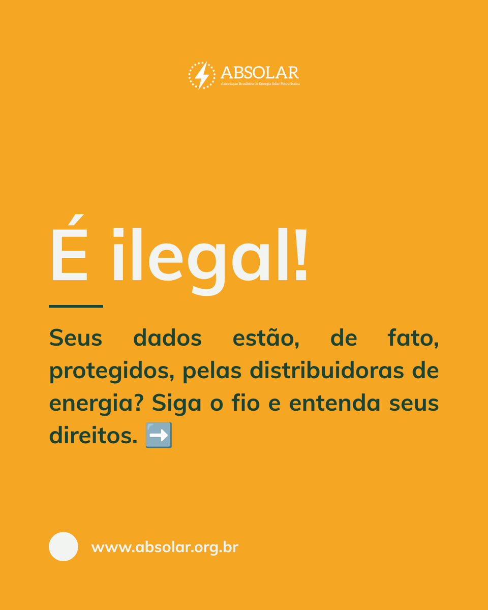 ABSOLAR_Brasil's tweet photo. Seus dados de energia estão realmente protegidos?

Com a abertura do Mercado Livre de Energia, o uso responsável das informações do consumidor ganha ainda mais importância. Dados não podem virar vantagem competitiva indevida.

Arraste para o lado, entenda seus direitos e compartilhe essa informação. ➡️

#ABSOLAR #MercadoLivreDeEnergia #OpenEnergy #ProtecaoDeDados #LGPD #SetorEletrico