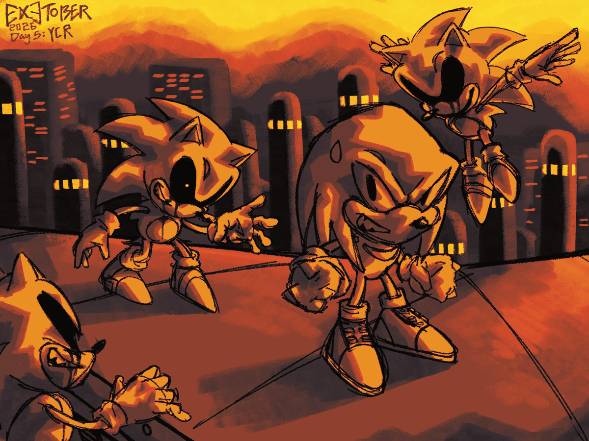 Resident6k's tweet photo. Day 5: YOU CAN'T RUN 
little crimson knux doodle #EXETOBER https://t.co/Gf7Mk0W5gz