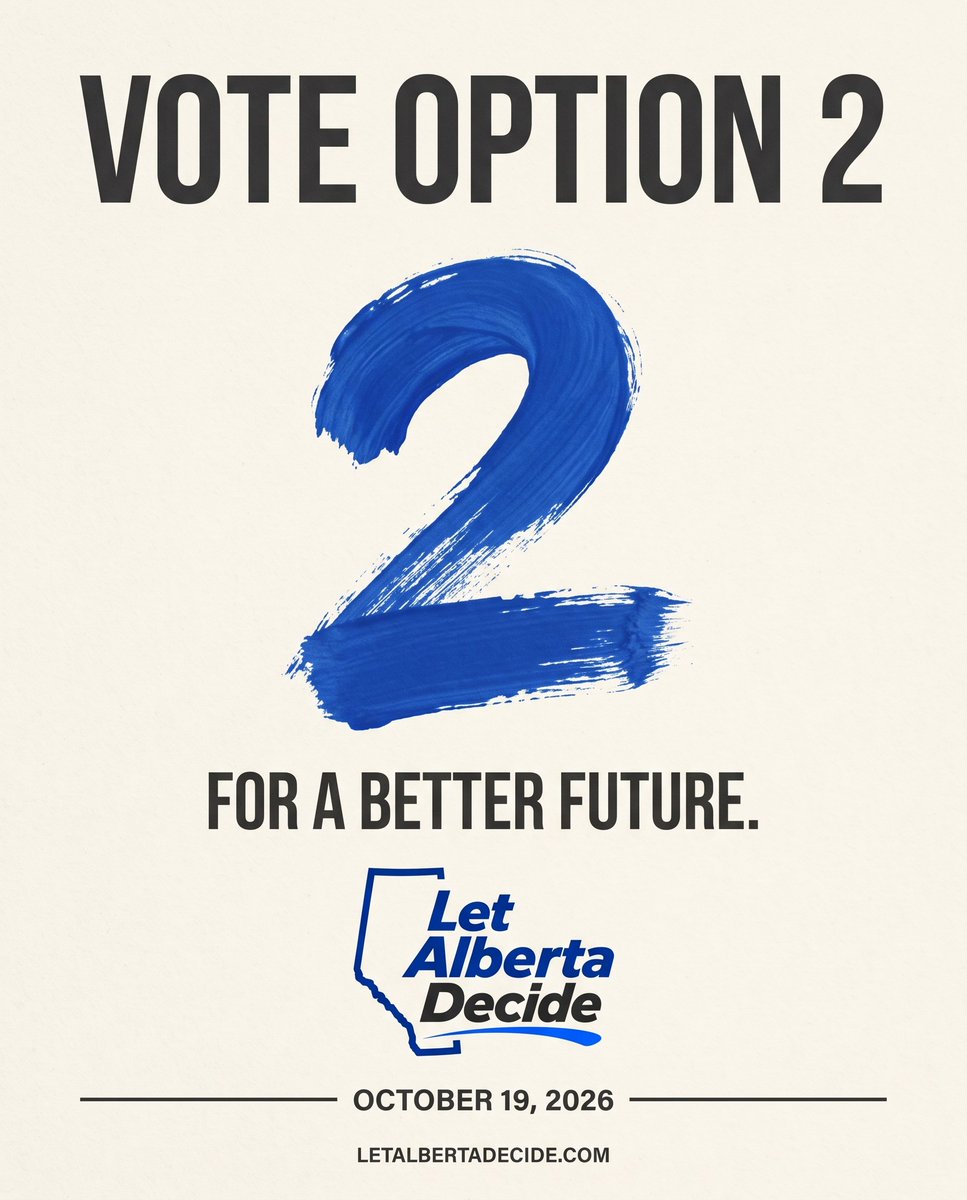 LetABDecide's tweet photo. For a better future.

Tomorrow, Albertans choose between more of the same and a real step toward deciding our own future. It takes one mark.

Find your polling station tonight and make a plan for the morning.

Vote Option 2 on October 19. https://t.co/02g90VKrUb https://t.co/yHHXLBe0wk