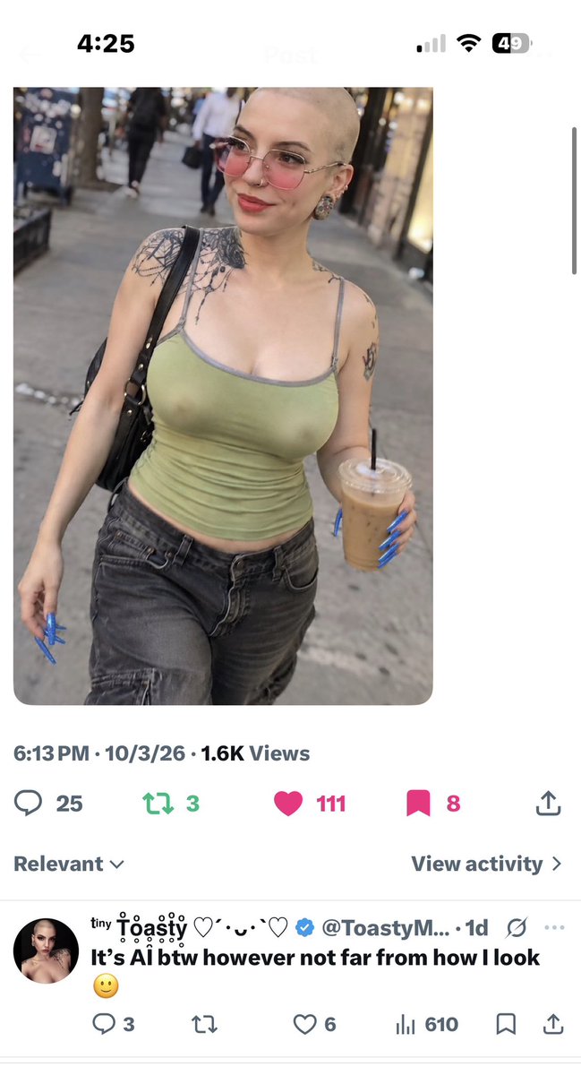 ToastyMosty6969's tweet photo. Hi, you’re a jealous heifer that’s envious of me. 

You didn’t even bother to check the comments underneath because you’re so busy crashing out and typing like a maniac. I would permanently delete your account if I were you. https://t.co/npiILT8o9Q
