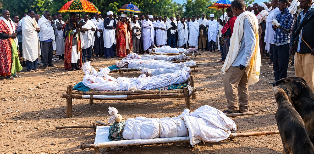 tigraionline's tweet photo. Ethiopian fighter jets and drones carried out strikes in the city of Adwa &amp; the town of Sheraro, killing more than 20 civilians. In Sheraro, an IDP camp was bombed, killing several internally displaced people.
Overall, more than 20 civilians have been killed in the past 24 hours. https://t.co/XTn1GmrKUm