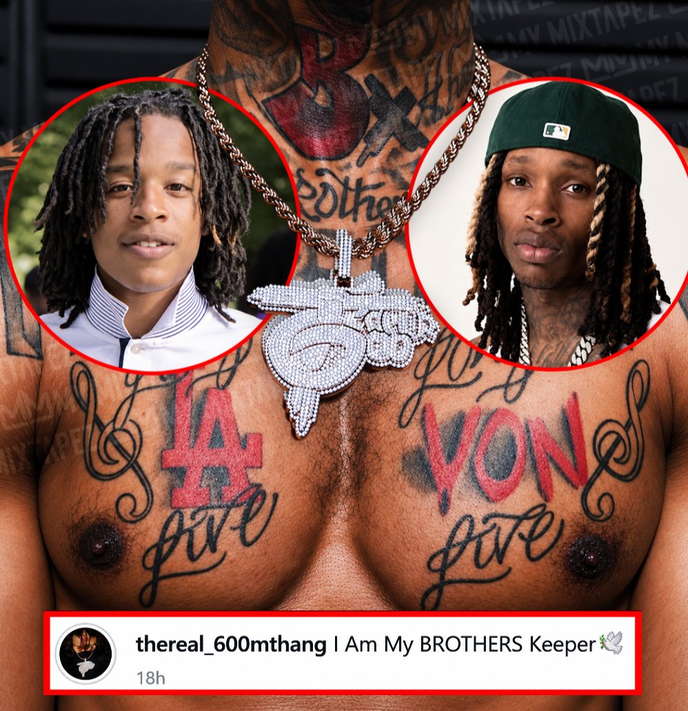 mymixtapez's tweet photo. 600 Mthang Shows Love to His “Brothers” King Von &amp; L’A Capone With Tribute Tattoos 🕊️ https://t.co/ZJ5G6LA4c9