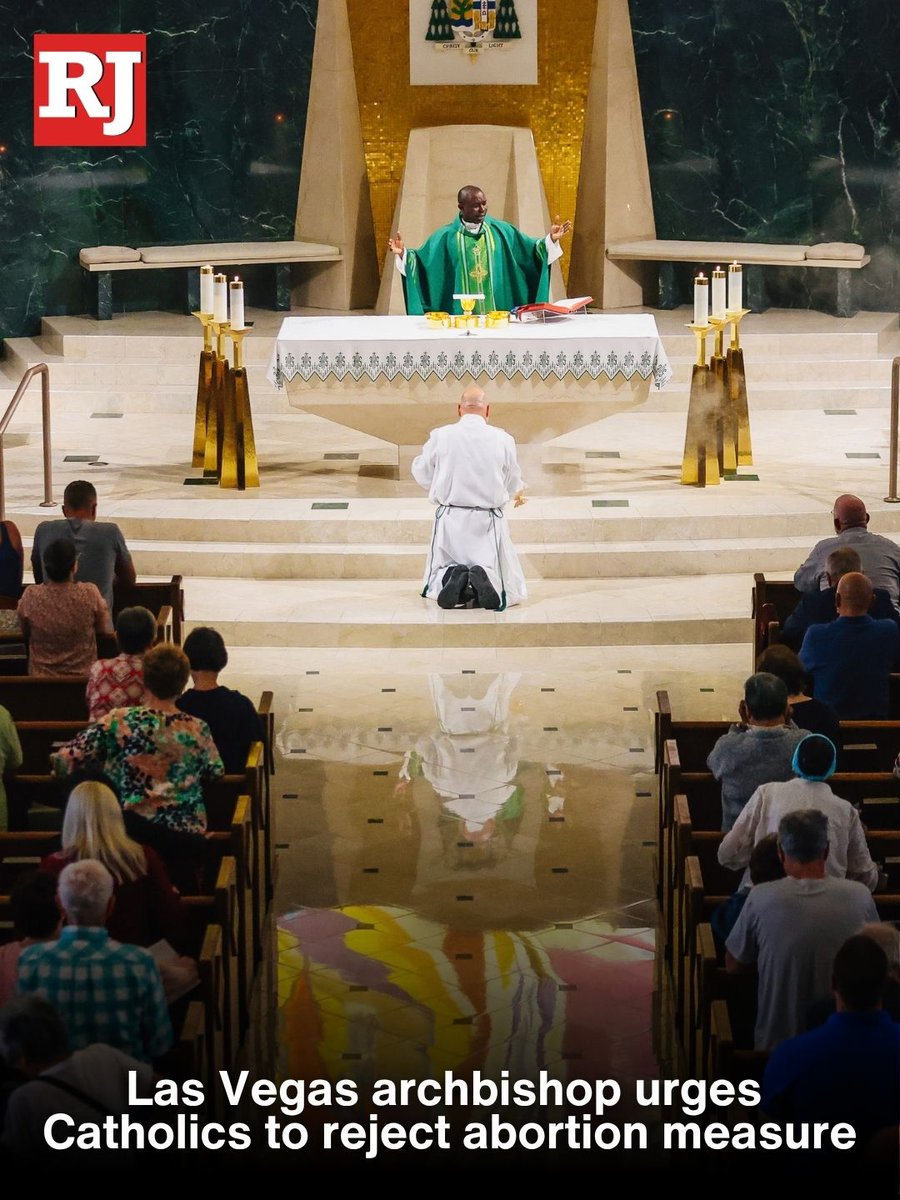reviewjournal's tweet photo. From the pulpit on Sunday, the Archdiocese of Las Vegas encouraged Catholics across five counties to vote no on ballot Question 6, which would make abortion — already legal in Nevada — a constitutional right.
READ MORE: https://t.co/9GEk8c1JRF https://t.co/8GxKs0S9jZ