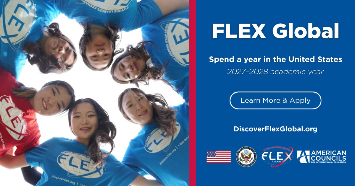 AC_Global's tweet photo. 📣 Applications are open for FLEX Global 2027–2028!

Eligible international high school students can live with an American host family, attend a U.S. high school, and build leadership skills.

Check eligibility &amp; apply: https://t.co/hXOHMH71zg

#ACGlobal #FLEXGlobal https://t.co/UaJeiZCRo0