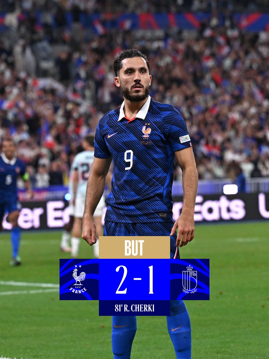 equipedefrance's tweet photo. ET OUIIII RAYAN ! On enchaîne ! 🤩

Olise déborde, centre en retrait et Cherki conclut en 1 touche ! Les Bleus prennent l'avantage 👊

🇫🇷2-1🇧🇪 l #FRABEL https://t.co/ef3FUmrhe8