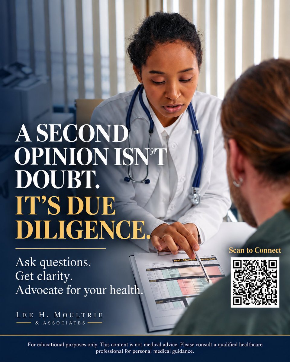 MoultrieLee's tweet photo. A second opinion isn’t doubt. It’s due diligence.

Ask questions. Understand your options. Make informed healthcare decisions.

Scan the QR code to connect with Lee H. Moultrie &amp; Associates.
#PatientAdvocacy #MensHealth #SecondOpinion #HealthcareAdvocacy https://t.co/jWHKZTZRIx