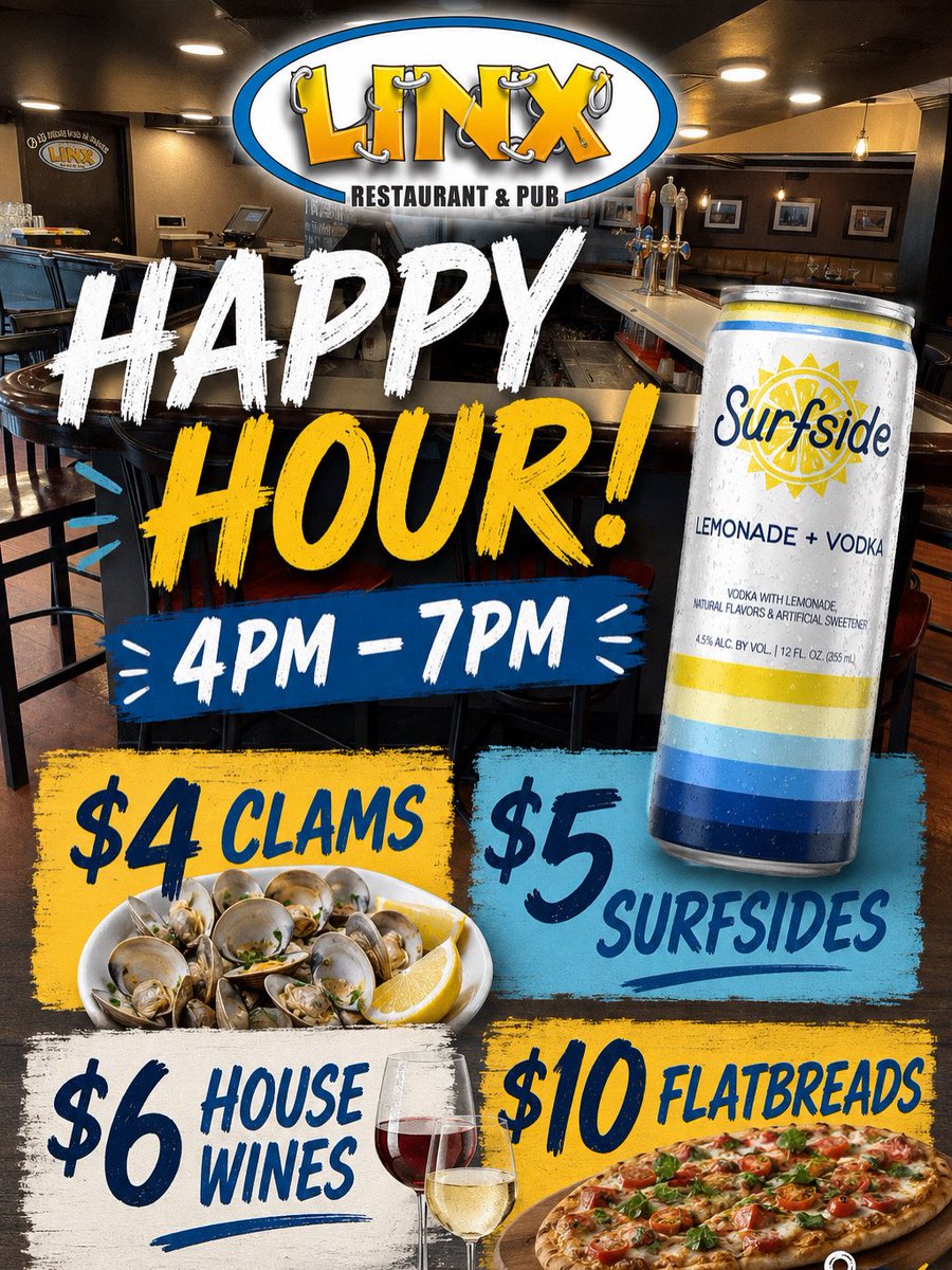 LinxAtownPA's tweet photo. Monday Happy Hour!!!
#dinner #lehighvalleypa #happyhour #surfsides #dinnerspecials https://t.co/UodAmZRZJ3
