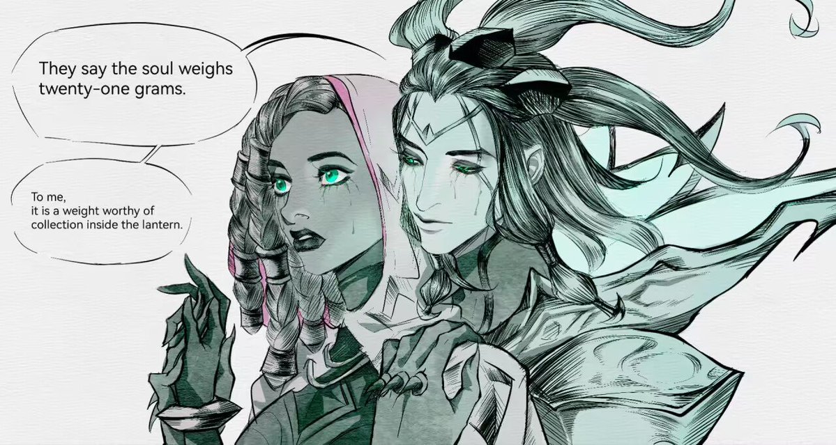 3wyvt's tweet photo. "They say the soul weighs twenty-one grams. To me, it is a weight worthy of collection inside the lantern."

#thresh #senna #LeagueOfLegendsArt 
#LeagueOfLegends https://t.co/20Btchrygd