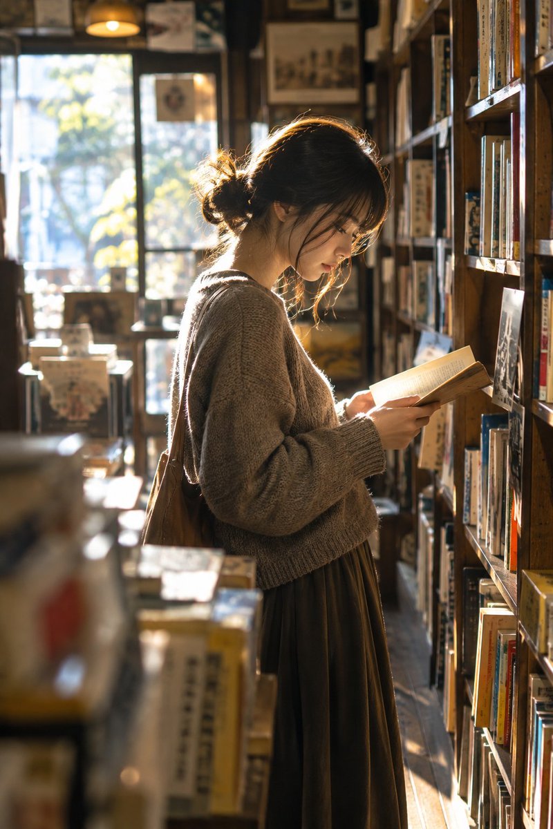 Marksn0007m's tweet photo. 【古書を読む女性】

#AICrop https://t.co/V4DBVBt6ID