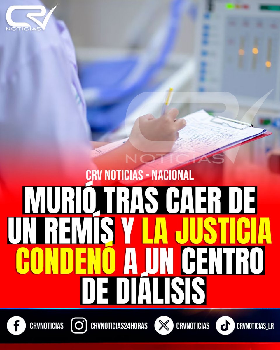 CRVNOTICIAS's tweet photo. 🚨 MURIÓ TRAS CAER DE UN REMÍS Y LA JUSTICIA CONDENÓ A UN CENTRO DE DIÁLISIS
Nota completa: https://t.co/p2fuaj1pwx
✅SEGUINOS EN INSTAGRAM: https://t.co/utLPpGOsnO
#Justicia #LomasDeZamora #Temperley #Salud #Diálisis #FalloJudicial https://t.co/Jr6uNJoikD