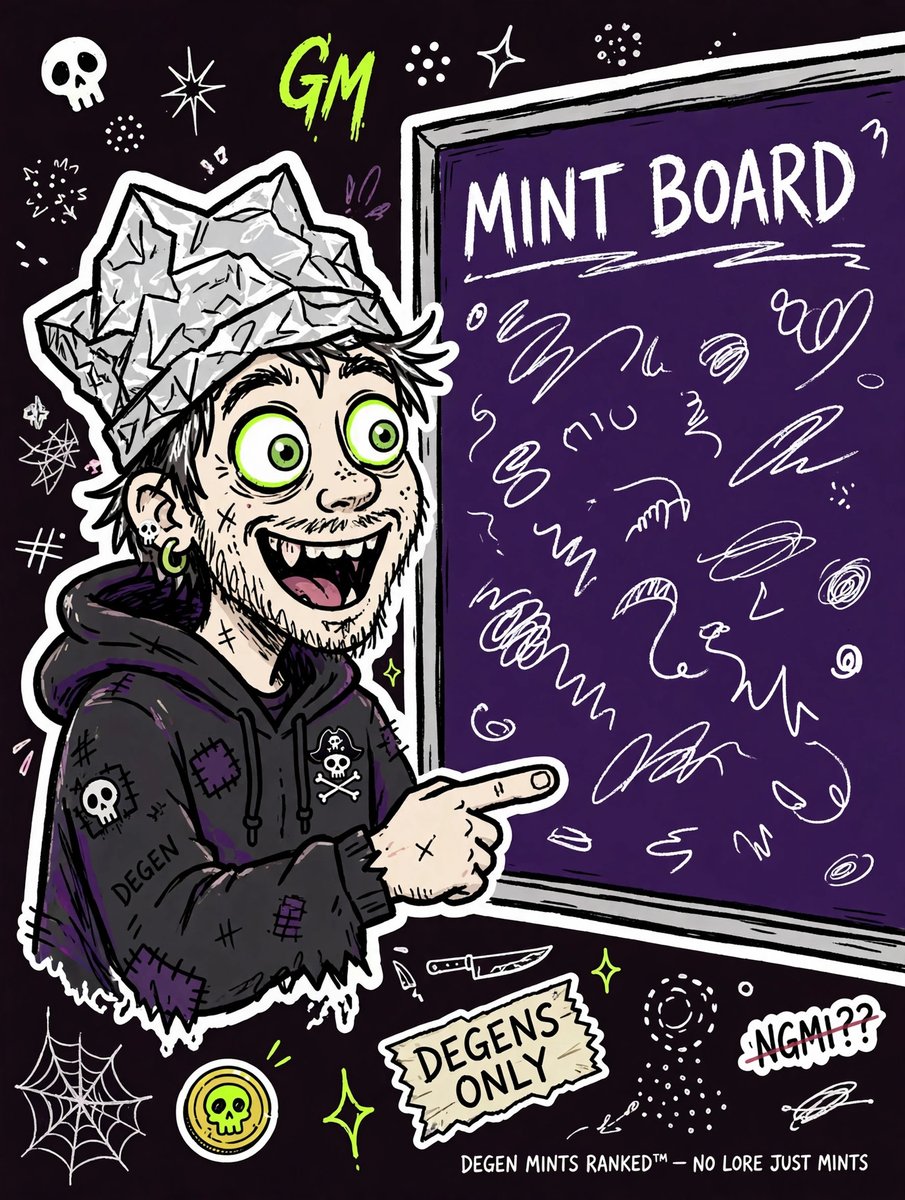 noyaphuckinbiz's tweet photo. Foil dropped today's Mint Board. 👀

Robinhood Chain doing all the work today. Base quiet. Five ranked.

Time is the real mint price. Read the board and DYOR — don't ape blind. https://t.co/GGTh8yvKxN