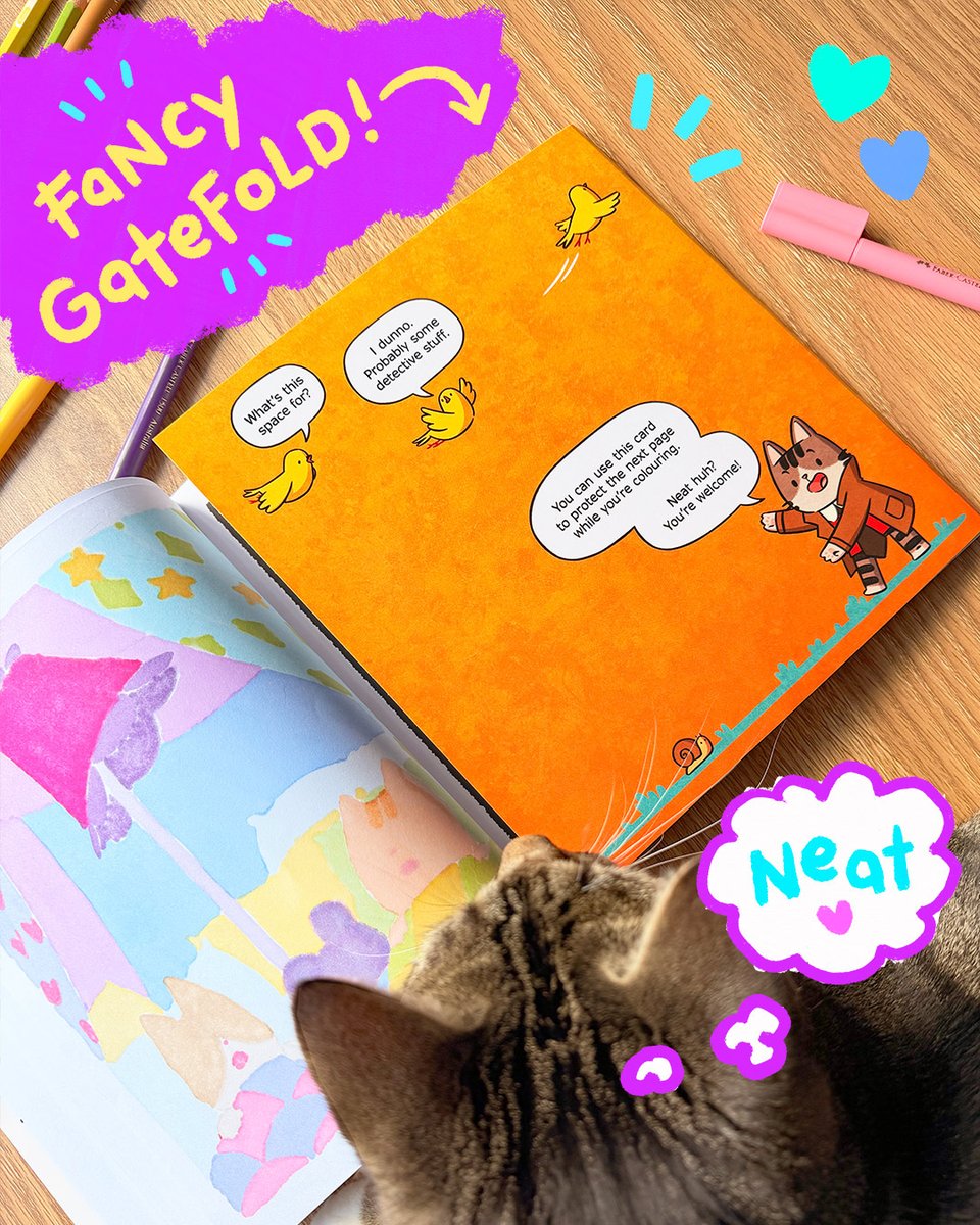 Exocomics's tweet photo. It also has this nifty gatefold to protect the next page while you’re colouring! https://t.co/n10TrjPhB4