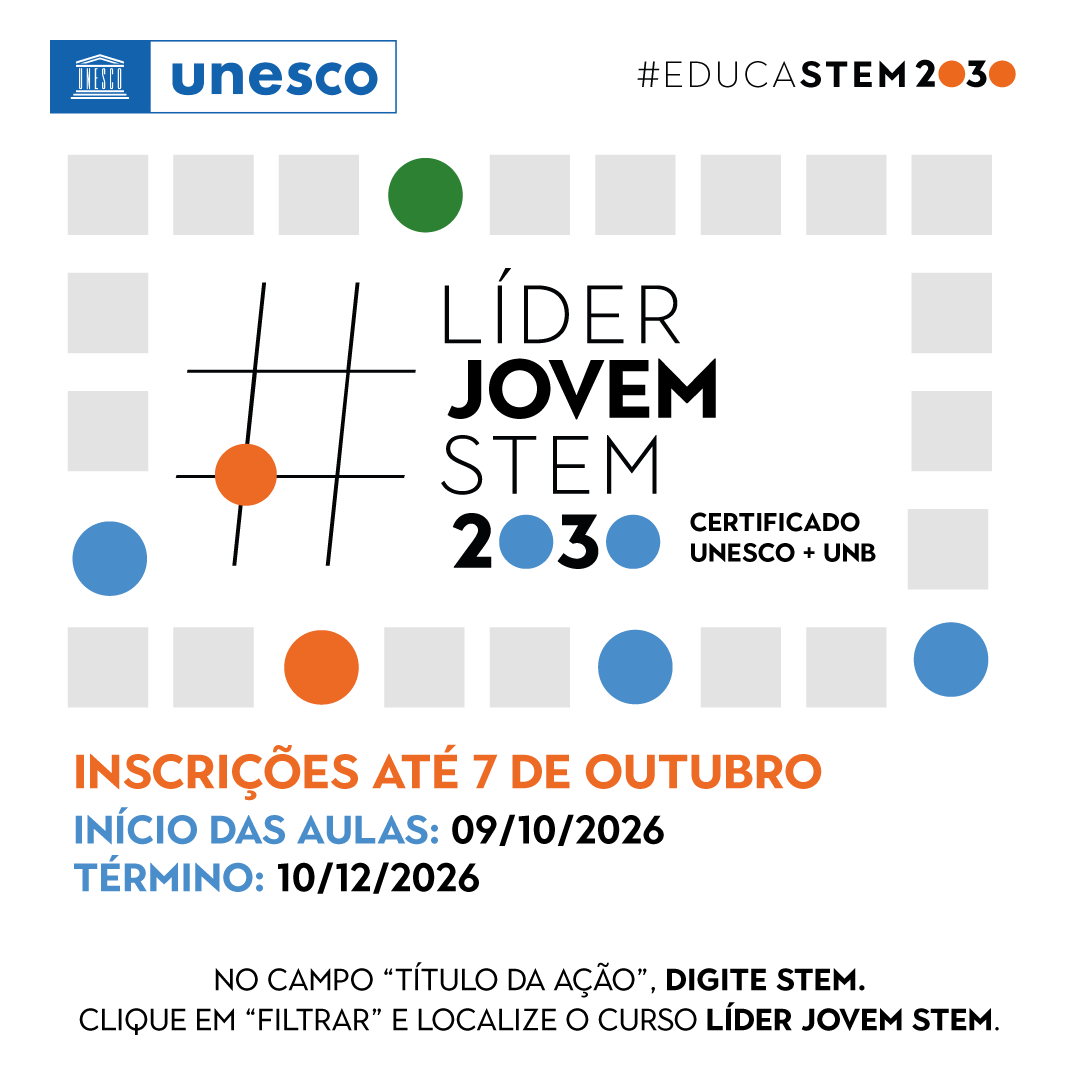UNESCOBrasil's tweet photo. 🚀 Inscrições abertas para o Curso Líder Jovem STEM. ​ O curso integra o projeto #EDUCASTEM2030, iniciativa global da UNESCO que visa promover o acesso de meninas e mulheres às áreas de Ciências, Tecnologias, Engenharias e Matemáticas (STEM). 

Inscrições: https://t.co/qyV73cUIgN https://t.co/tt0owGgyzY
