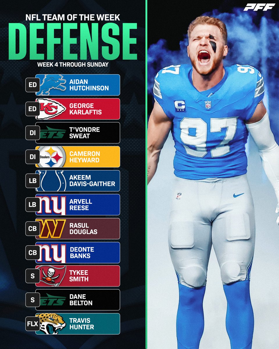 PFF's tweet photo. NFL Week 4 team of the week! 🏈 https://t.co/dYiXNOC6jT