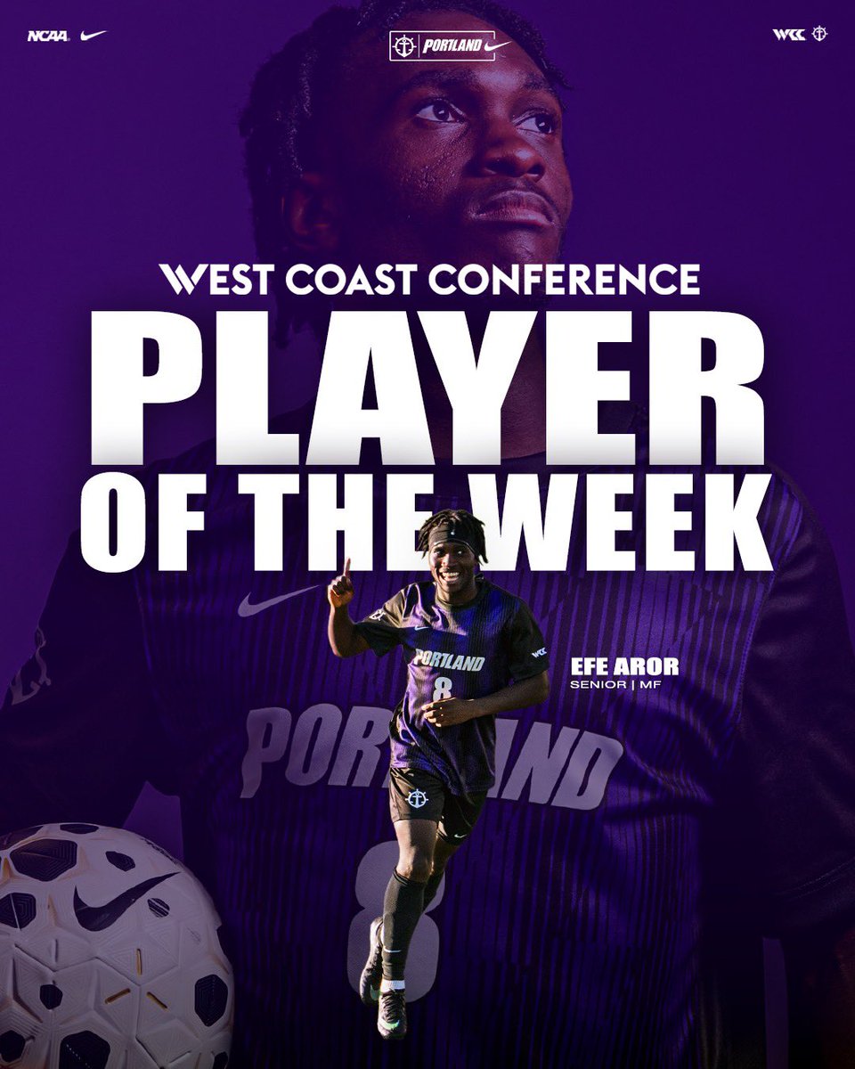 PortlandMSOC's tweet photo. Tobo on TOP 🏆

Efe Aror named @WCCsports defensive POTW! 

Pilots have earned the last 3 defensive players of the week!

🔗: https://t.co/7w242ViMVs

#gopilots https://t.co/I2zhDJ0HPY
