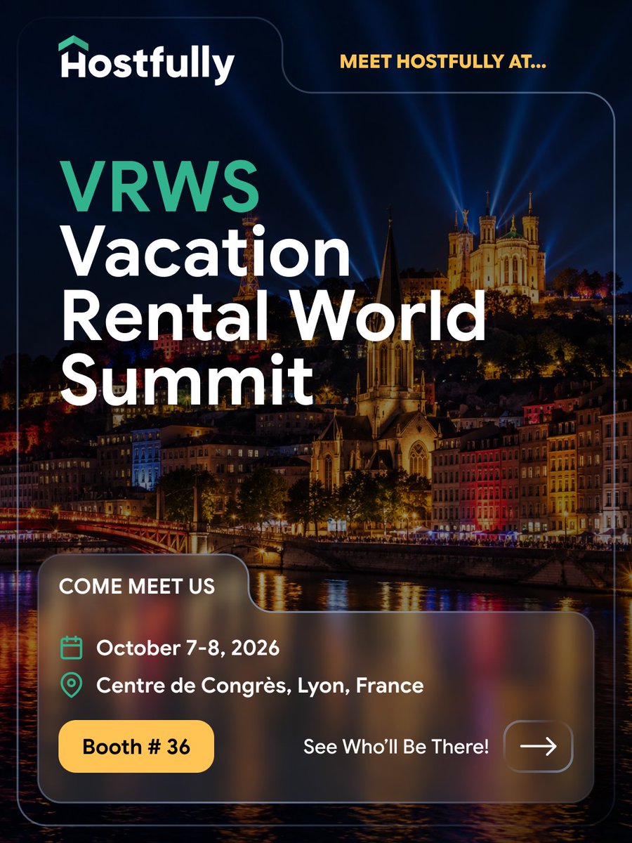 hostfully's tweet photo. Lyon, we're on our way. Find us at Booth 36 at #VRWS2026, Oct 8-9.
Truyen, Marcos, David, and Bevan are ready to talk growth, operations, and where to find the best quenelles in town. See you there. https://t.co/4wwYpwgJIJ