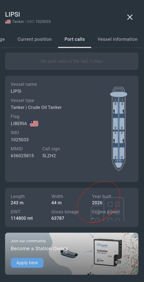 MenchOsint's tweet photo. One of the Oil Tankers hit on October 4th, the Greek-owned LIPSI, was only 6-weeks old (delivered to Dynacom on August 2026) https://t.co/aN6Bwk14Sp