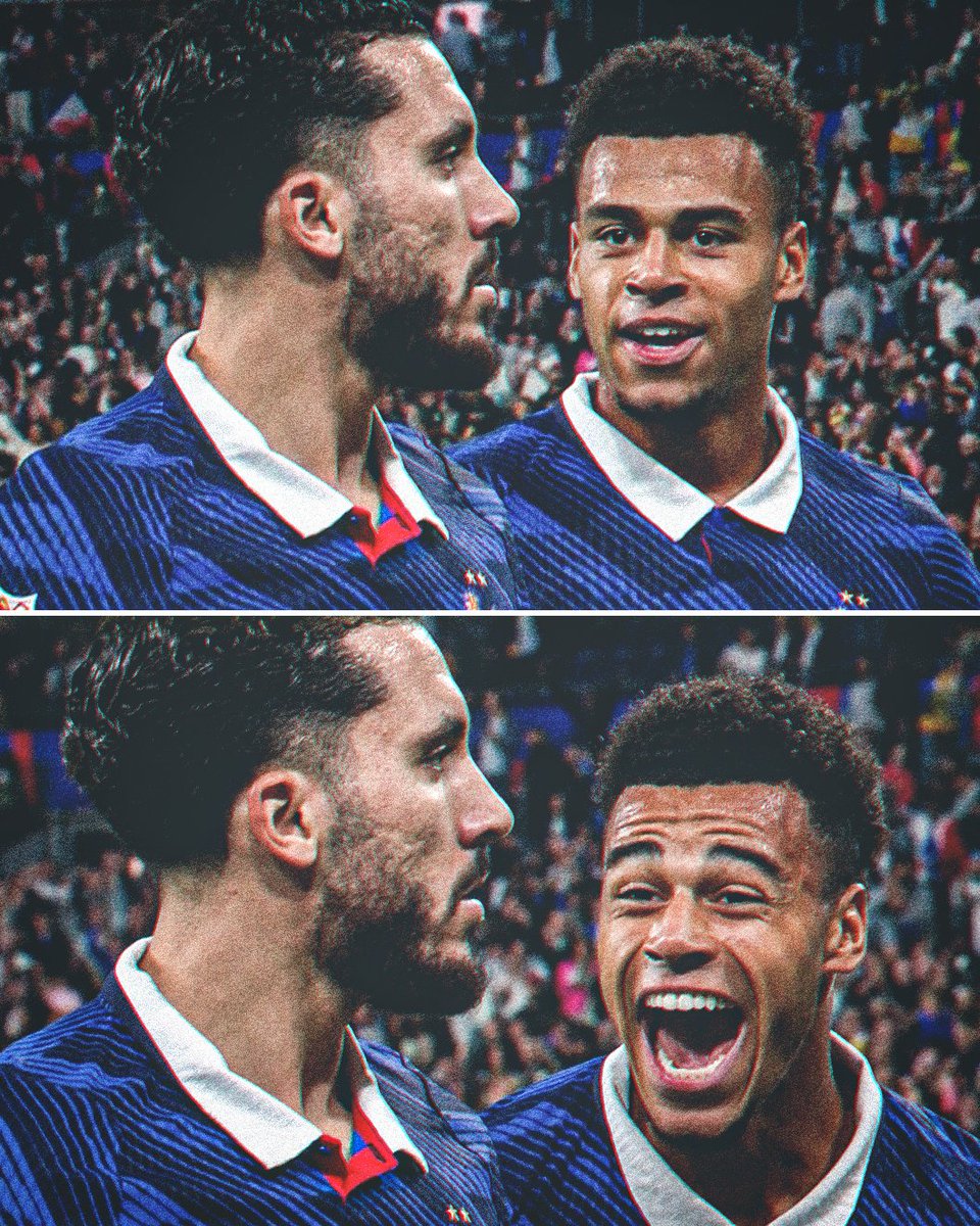 Ligue1_ENG's tweet photo. CHERKI 😐 x DOUÉ 😆

What a duo 🇫🇷💙 https://t.co/W8XJA25HXf