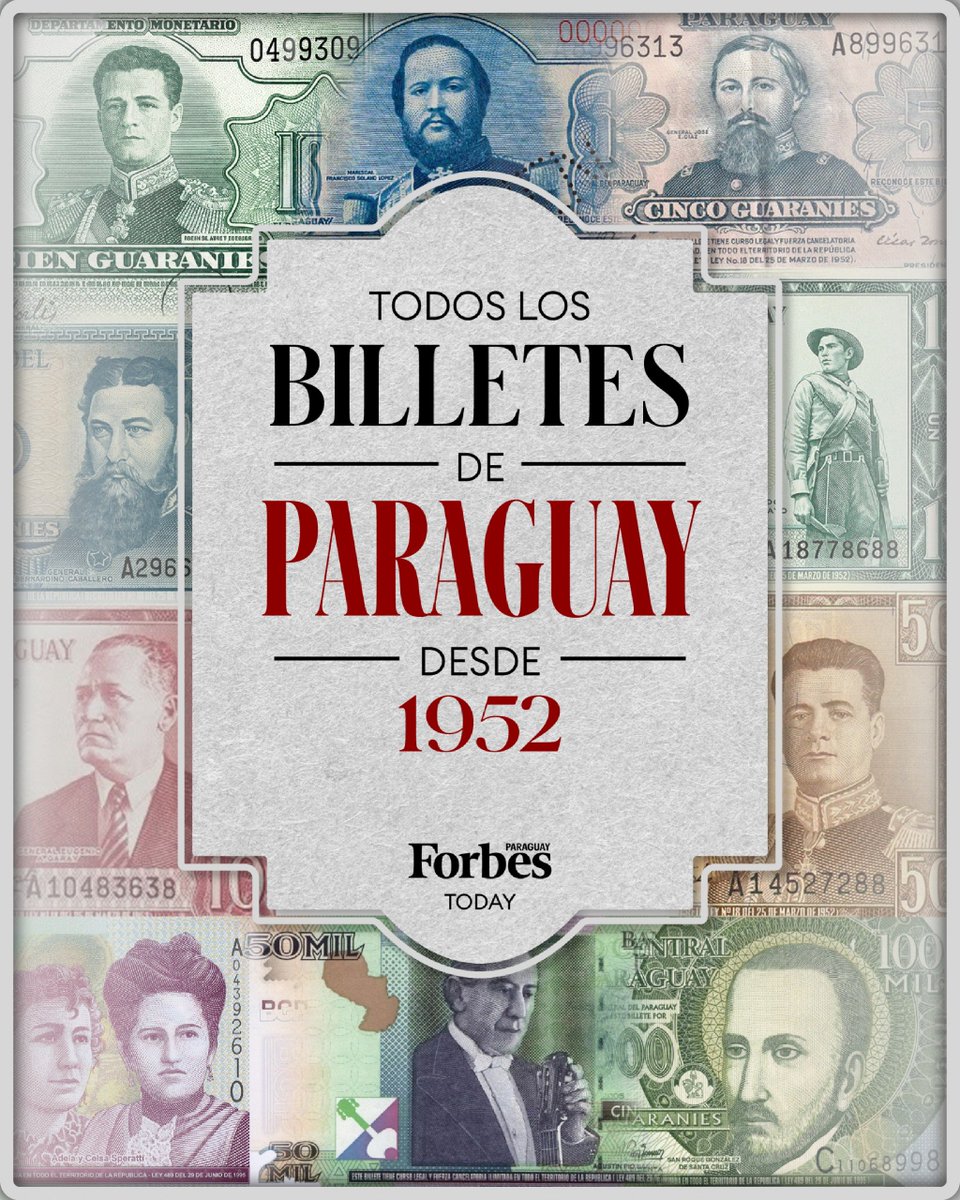 santiagasu's tweet photo. 🗓️Conozca la historia completa de los billetes en Paraguay

💵El Guaraní nace en 1952 y es una de las monedas más antiguas de la región

😎Hoy se presentó su nueva imagen

🧵Abro Hilo...