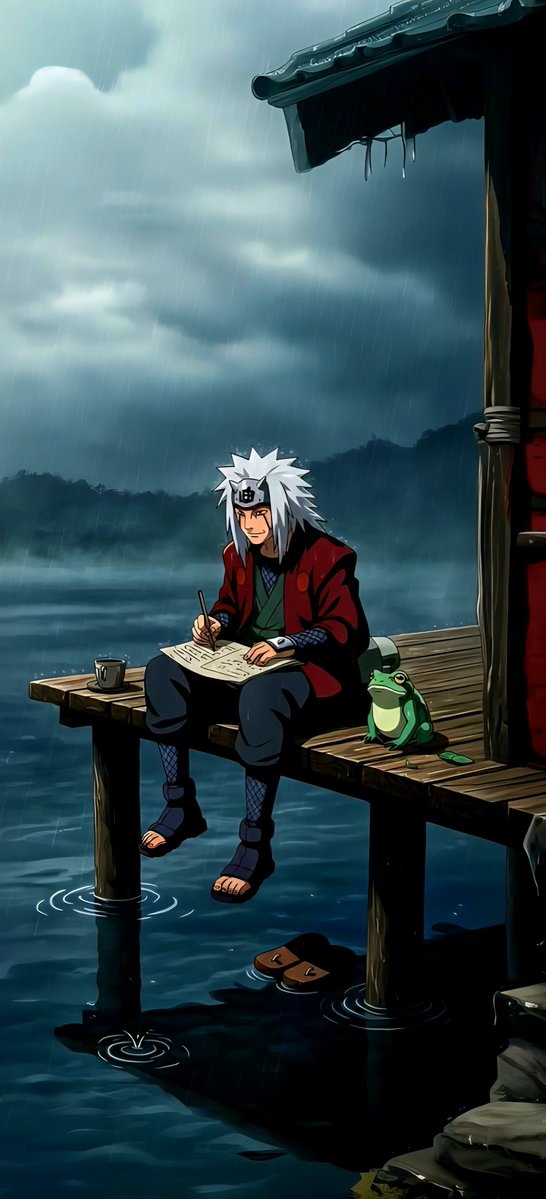 Moodyabstract's tweet photo. "A ninja's worth is not measured by how they live, but how they die." ✨
The Legendary Sannin Jiraiya in a calm moment by the water. The perfect aesthetic for your phone screen. 🐸☁️
📲 Save &amp; Bookmark this post for your lock screen!
#Jiraiya #PhoneWallpaper #LockScreen https://t.co/ElpYuGg1o6