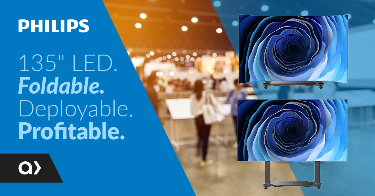 AlmoProAV's tweet photo. 🫐 Big LED. Smaller Headaches.

The new Philips Unite 135" LED 6000 Series All-In-One Display is changing what's possible for large-format installs. Designed with a unique foldable structure, this 135-inch LED display can fit through standard doorways and elevators, helping reduce some of the biggest deployment challenges integrators face.

 ☑️ Foldable design for easier transport and installation
 ☑️ Motorized height adjustment for flexible deployment environments
 ☑️ Built-in cabling and audio for simplified setup
 ☑️ Ultra-low standby power consumption to support sustainability goals
 ☑️ Brilliant 1.5mm pixel pitch imagery with vibrant colors and deep blacks

Whether you're designing for corporate spaces, higher education, auditoriums, hospitality, or event environments, this all-in-one solution helps save time on installation, streamline logistics, and deliver an impressive visual experience for end users.

Partner with Almo Pro AV to learn how the @PhilipsDisplays Unite 135" LED 6000 Series can help you complete projects faster and create new opportunities for your customers. 

Explore now ⟫ https://t.co/goyxkOoDMb

#ProAV #DigitalSignage #ProDisplays