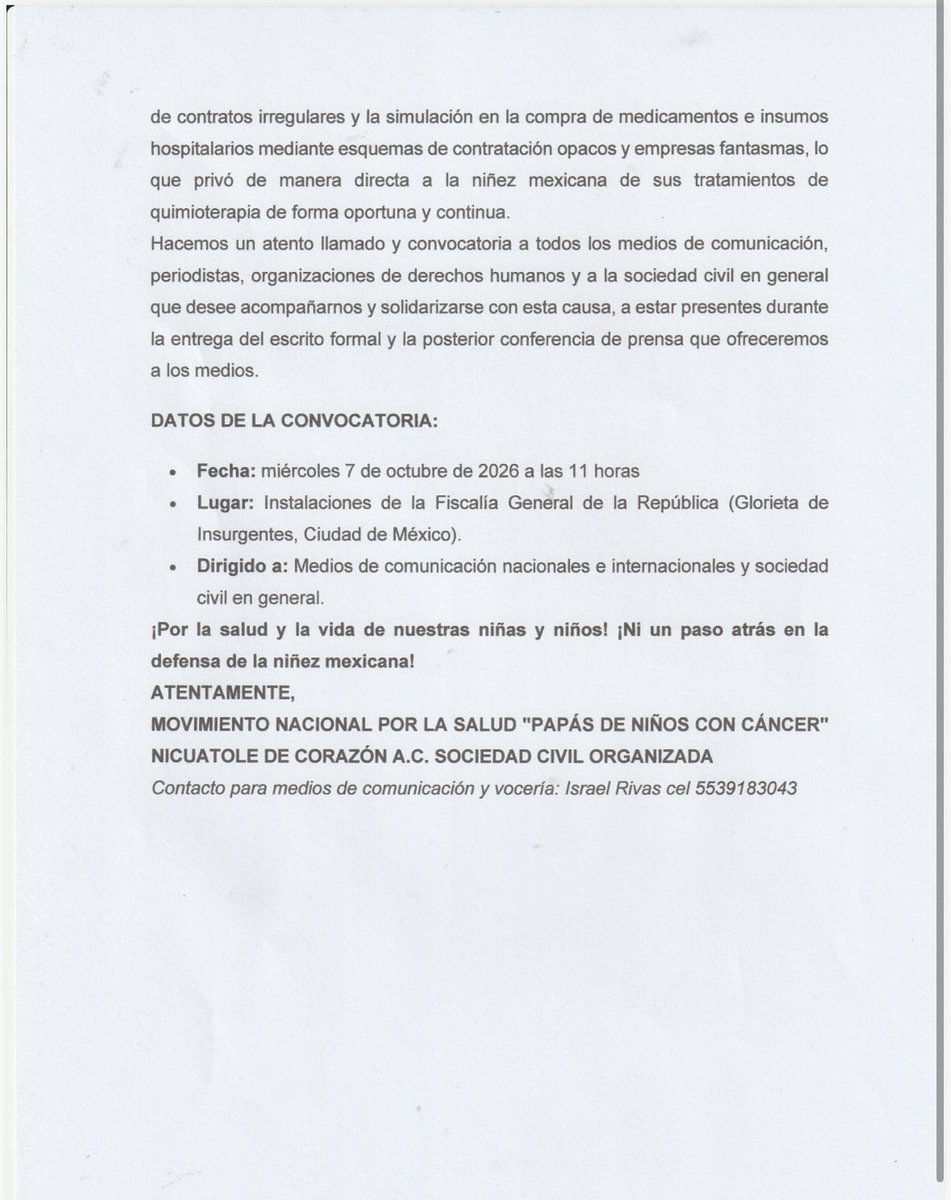 Erika_Velasco_'s tweet photo. Papás de niños con cáncer denunciarán el miércoles ante la FGR a Andy, hijo de AMLO,  y Amílcar Olán por genocidio, delincuencia organizada y homicidio culposo. Los señalan de participar en contrataciones irregulares de medicamentos y acusan que el desabasto ha dejado 5 mil menores muertos.