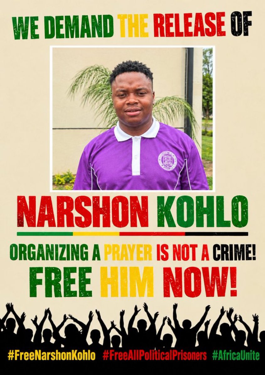SuunaKing_James's tweet photo. Free comrade Narshon Kohlo @Che_Guevara_ZW https://t.co/L4ZaCHC34A