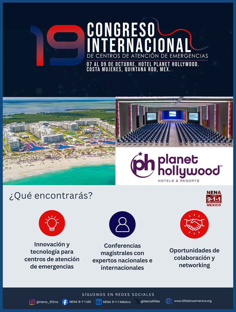 usecnetworkmag's tweet photo. ¡Sé parte del 19° Congreso Internacional de Centros de Atención de Emergencias NENA 9-1-1!
#UsecNetwork #usecim #Nena911 #congresonena #911méxico #seguridad #emergencia https://t.co/p7yXFZGyoD