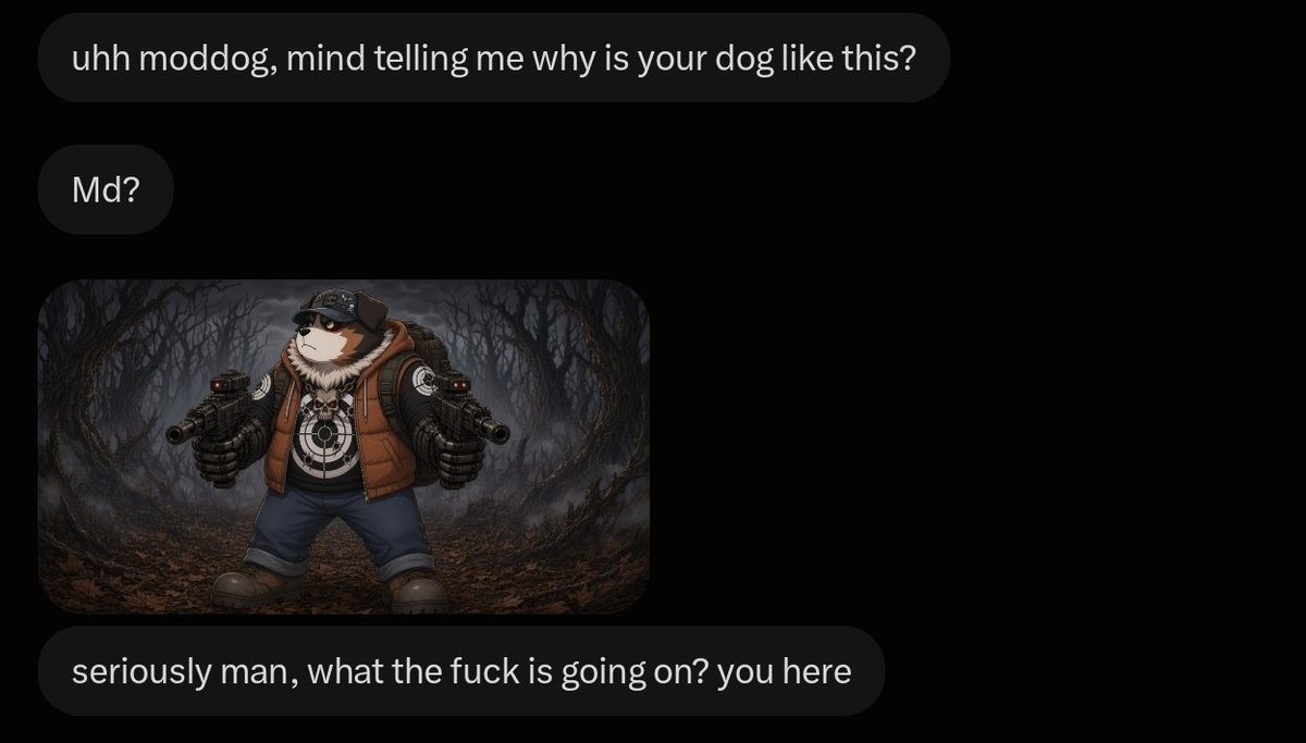 ModDogHQ's tweet photo. @D4RKN3SSV3NG4N Whisper: Should have just pet the doooooooog https://t.co/1DauDYARCl