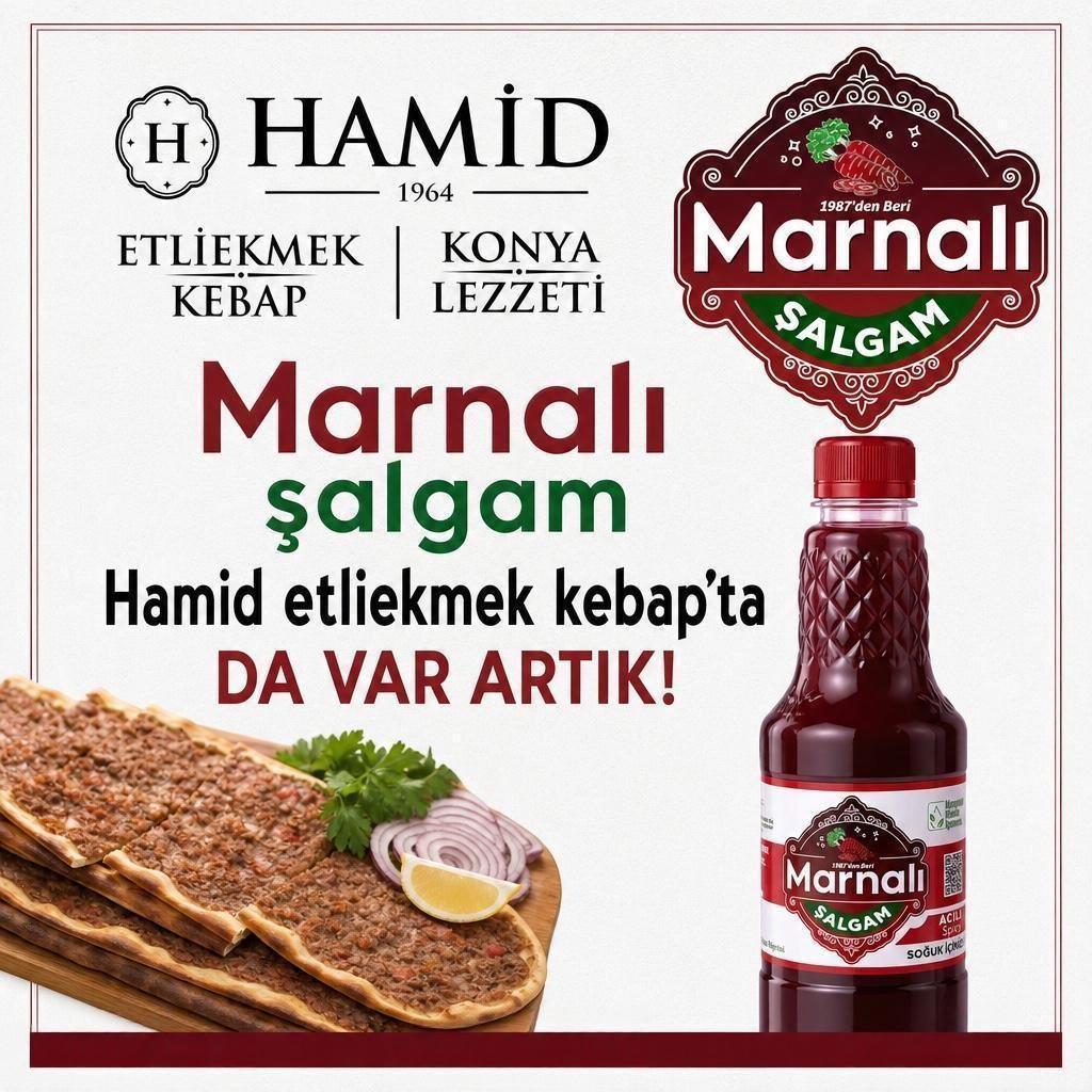 h_guden's tweet photo. Konya’nın eşsiz lezzeti etliekmek, şimdi gerçek geleneksel lezzet ortağıyla buluşuyor!
1964'ten beri lezzetin buluşma noktası olan Hamid Etliekmek Kebap’ta, 1987’den beri doğallığından ödün vermeyen Marnalı Şalgam artık sizlerle! Çıtır çıtır etliekmeğin yanında, taptaze ve soğuk içiniz ibareli nefis şalgamımızın keyfini çıkarmak için sizleri de bekliyoruz.
Bu eşsiz lezzet uyumunu yerinde denemek için siz de hemen uğrayın!
📍 Hamid Etliekmek Kebap
🥤 Marnalı Şalgam
#MarnalıŞalgam #HamidEtliekmek #KonyaLezzetleri #Etliekmek #GelenekselLezzet #Konya #DoğalŞalgam