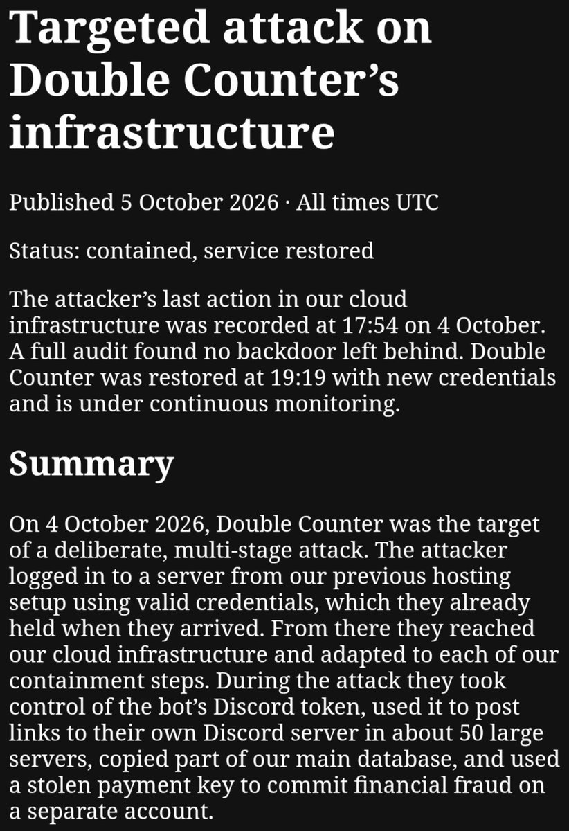 panley01's tweet photo. The Discord Bot, Double Counter, suffered a data breach &amp; near complete takeover last week.

They were not complying with GDPR, and got caught with data they shouldn't have.

I wonder if Discord will take this illegal behaviour seriously, hard to feel bad for the developers here. https://t.co/I8MHGcvG9x