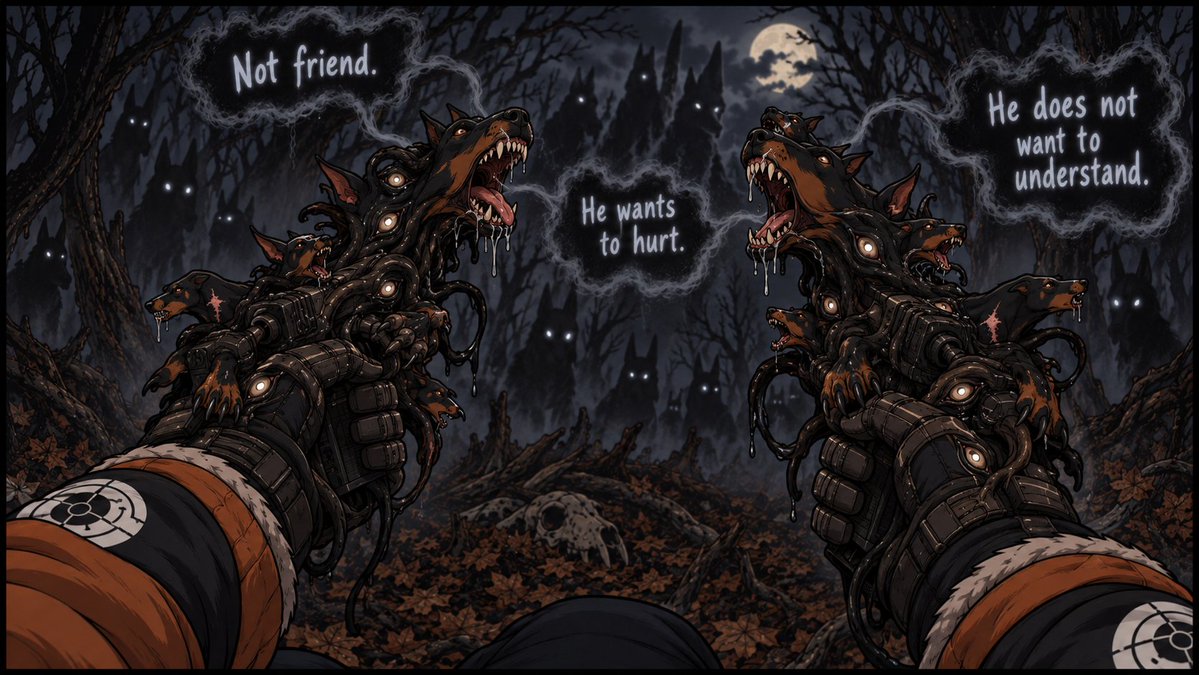 ModDogHQ's tweet photo. Atlas gave him every opportunity to turn around.

Threatening his family is simply the point where “friendly dog” stops being the relevant description.

And when Atlas says “disappear,” he means it.

You should have just pet the dog @D4RKN3SSV3NG4N https://t.co/yAPyTxeZa4