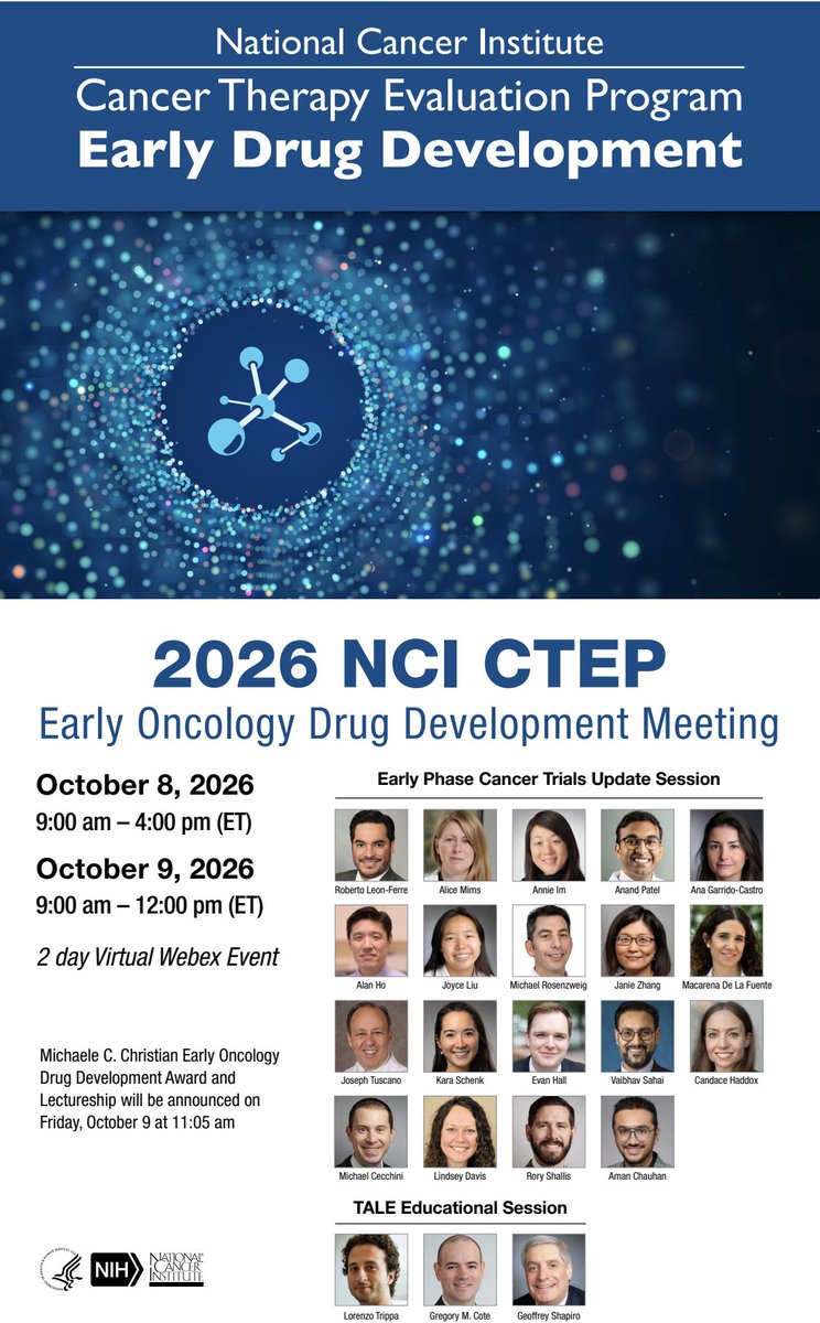 UChicagoLeuk's tweet photo. check out the upcoming @theNCI Early Drug Development Meeting which features @Anand_88_Patel as a speaker!

https://t.co/w08biuWDqV https://t.co/MINQCXYPhq