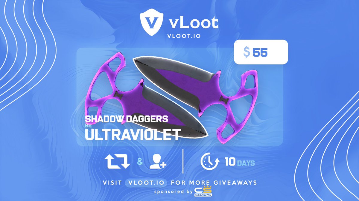 vloot_io's tweet photo. CSGO / CS2 Shadow Daggers Ultraviolet Giveaway (+$50) 🎁

✅ Follow @CS_COMPS &amp; @vloot_io
✅ Like, Retweet and Tag 1 friend

Winner drawn in 10 days, good luck 🥰 https://t.co/LNr7CUdxYu