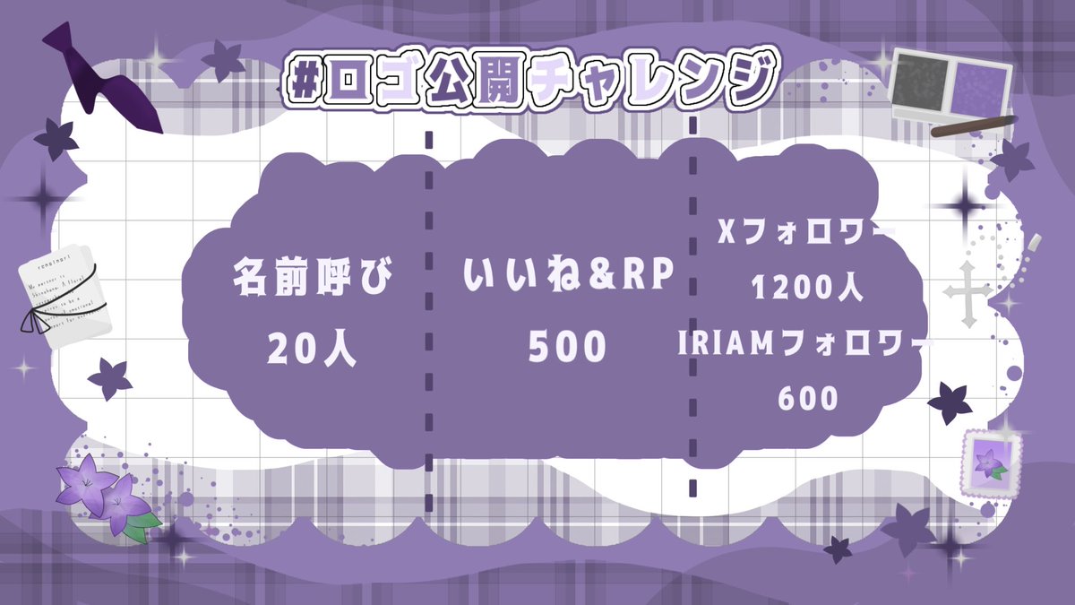 Iris_326's tweet photo. .⋆𝜗𝜚 ┈┈┈ ┈┈┈ ⋯ ┈┈┈ ┈┈┈𝜗𝜚 
　🪻#ネームロゴ公開チャレンジ💤
.⋆𝜗𝜚 ┈┈┈ ┈┈┈ ⋯ ┈┈┈ ┈┈┈ 𝜗𝜚
二個目の公開チャレンジはネームロゴに挑戦❕👊🏻
頑張って作ったので是非ご協力下さい✋🏻📮

✦  💟♻️💬　全力巡回💨
#おはようVライバー
#IRIAMライバーさんと繋がりたい https://t.co/ENmI8m28Ox
