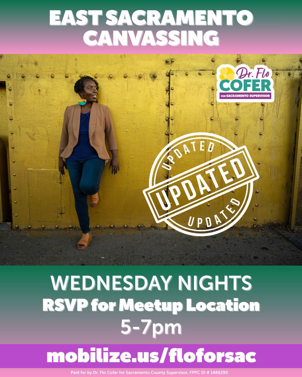 Flo4Sacramento's tweet photo. Hey folks! We are updating the time for our Wednesday evening canvassing in East Sacramento to make sure we maximize on daylight hours.
Just 29 days to go to #ElectionDay! https://t.co/tQP5bwkUIf
#MoreIsPossible #FloForSac #SacramentoCounty https://t.co/C1m3NJj043