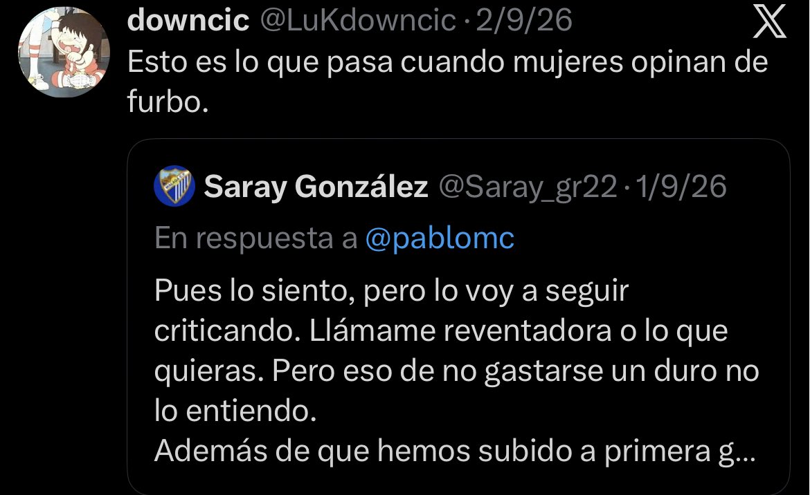 k8smik's tweet photo. @LuKdowncic @UDAdePriimera coño, si eres misogino tambien. y luego vas de antifascista. das vergüenza, tío https://t.co/WyoYPfEBEH