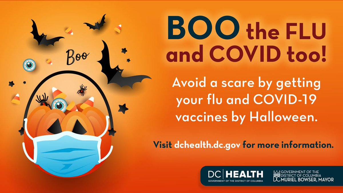 _DCHealth's tweet photo. Respiratory virus season is here! Protect yourself and others by getting your flu and COVID shots. You can get them together (just use different arms). No prescription needed for anyone ages three (3) and older for a COVID shot at local pharmacies. Visit: https://t.co/m1cuQPp7Vn https://t.co/wIwWHNCjFB